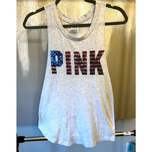 PINK Victoria Secret Sequined Tank “Patriotic” Colors